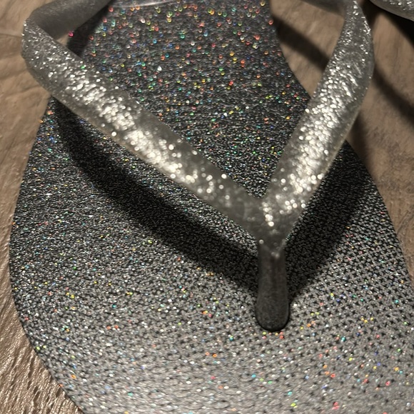 Havaianas Slim Gloss Silver/black Sparkle thong flip flops,summer,pool,beach - Picture 2 of 9